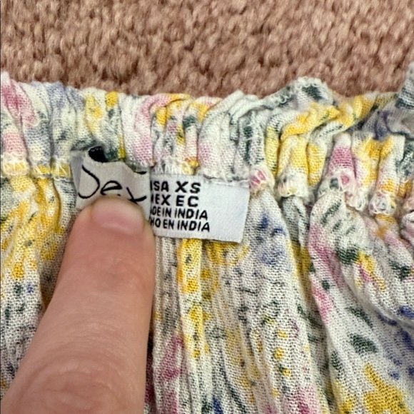 Dex Women's Floral Ruffle Blouse - Yellow and Pink - Picture 2 of 3